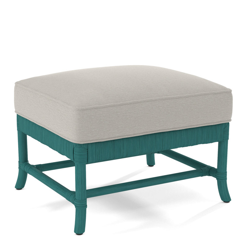 Repose-pieds rectangulaire Lafayette, Marine, Tissu blanc performance 0851-94