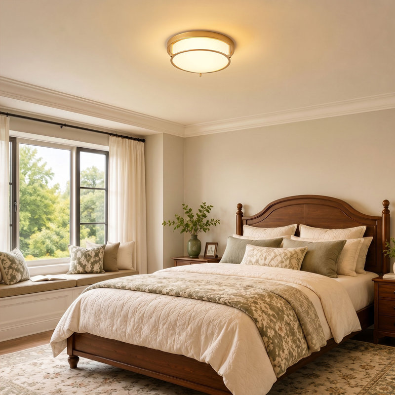 Chattooga 2-E26 Light 13 inch Classic Vintage Dimmable Flush Mount Light Fixture, Gold