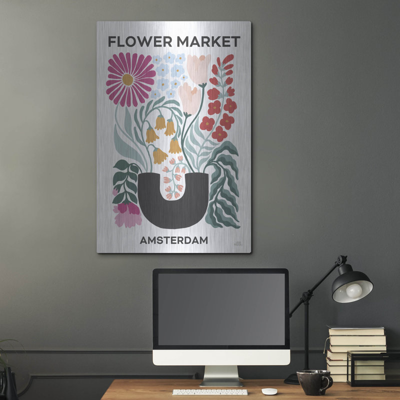 Art mural en métal Winston Porter «Flower Market V» par Laura Marshall, H 36 po x l 24 po