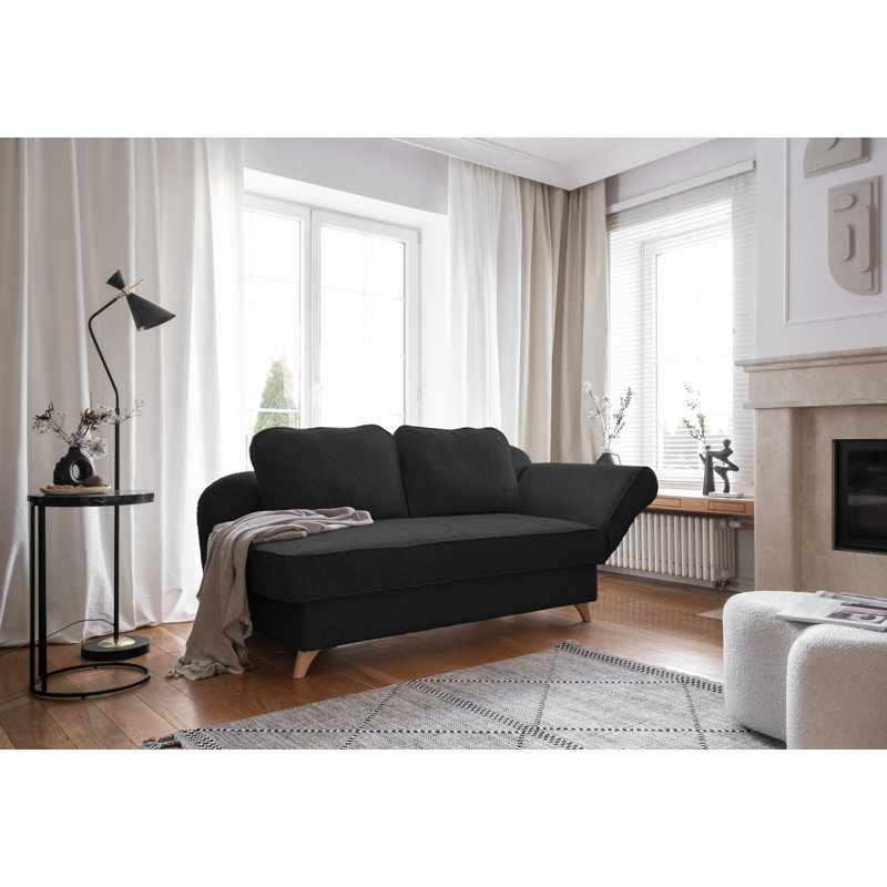 Chic Charlotte Storage Chaise Longue, Anthracite, Right facing