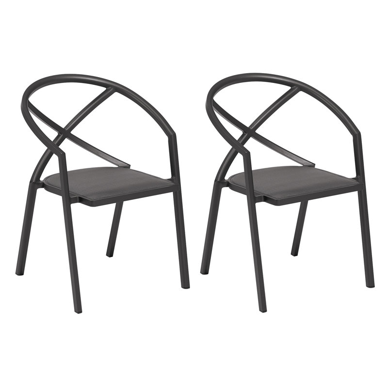 Azal Armchair (Set Of 2), Carbon, Ninja Black Basketweave