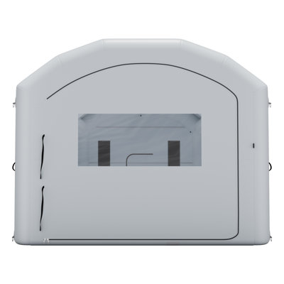 Cabine de peinture gonflable, 39 x 16 x 13 pi, cabine de pulvérisation portable avec soufflantes de 950 W + 1 100 W, grand filtre en coton, zone de changement, tente de peinture de toit arquée pour camionnette et fourgonnette robustes, gris