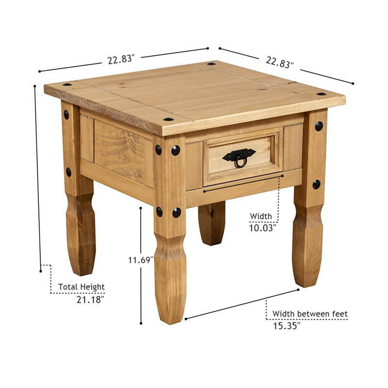 Rustic Charm Solid Wood End Table
