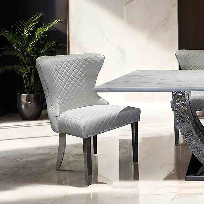Chaise de salle à manger 2 pièces Glam Style, Argent argent, Argent argent