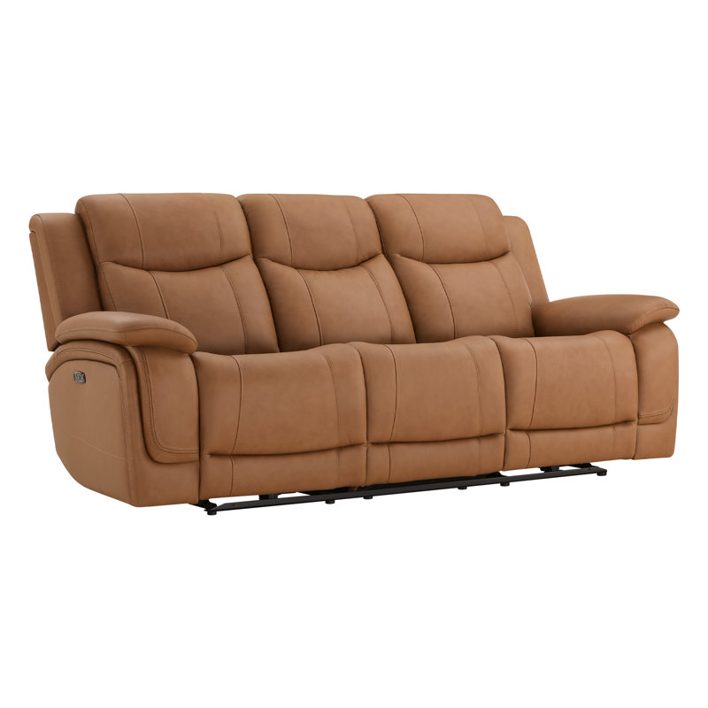 89'' Genuine Leather Zero Gravity Power Recliner Sofa with USB Ports