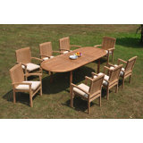Arjun Outdoor 13 - Piece Teak Dining Set
