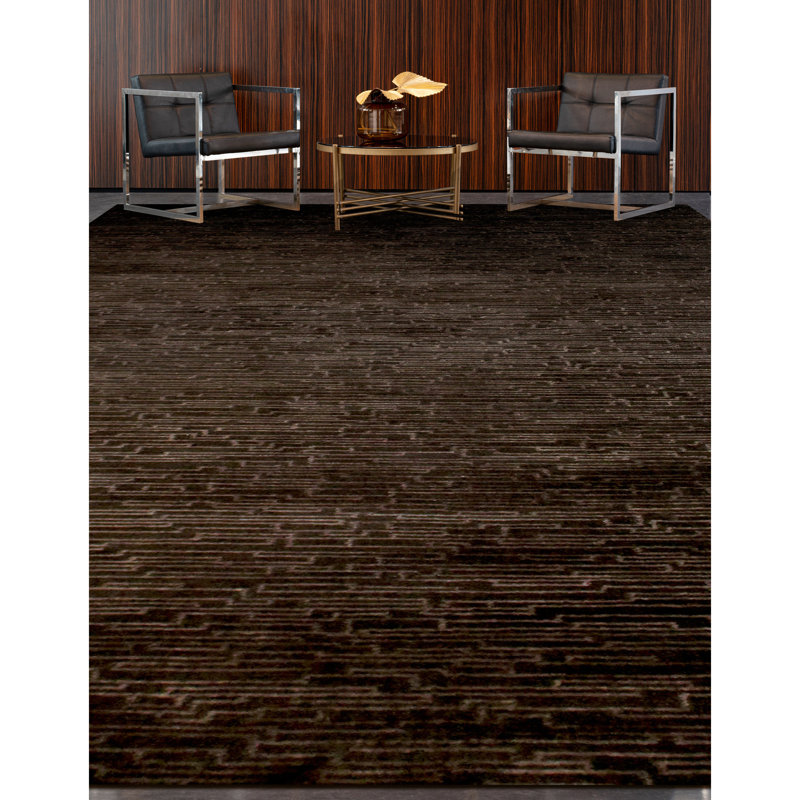 Hand Knotted Area Rug in Brown, Rectangle 6' x 9'