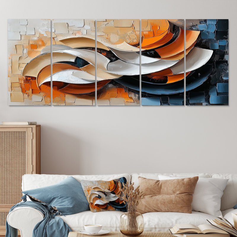 Encre monochrome Echo I - décoration murale cubisme - art mural moderne, H 32 po x l 80 po, 5