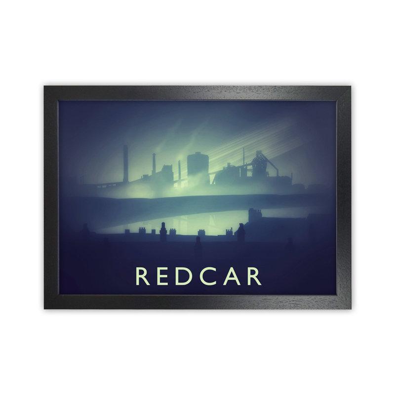 Redcar (Night) by Richard O'Neill - Print, Black Framed, 64cm H x 88cm W x 3cm D