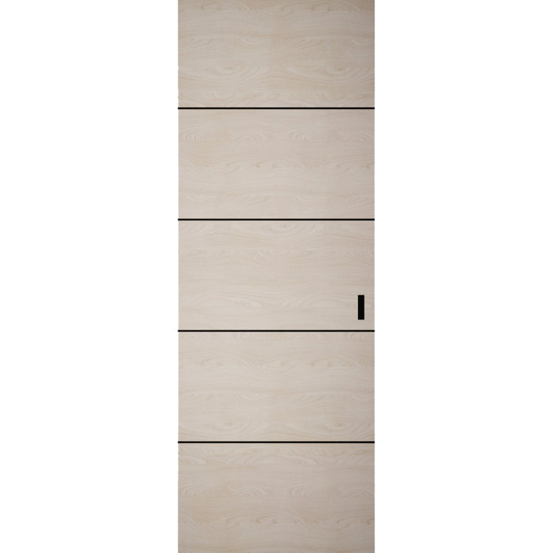 Hidden Barn | Planum 0015 | Sturdy Finished Flush Modern Doors | Magic Concealed Sliding Set, Natural Veneer, 36" x 96"