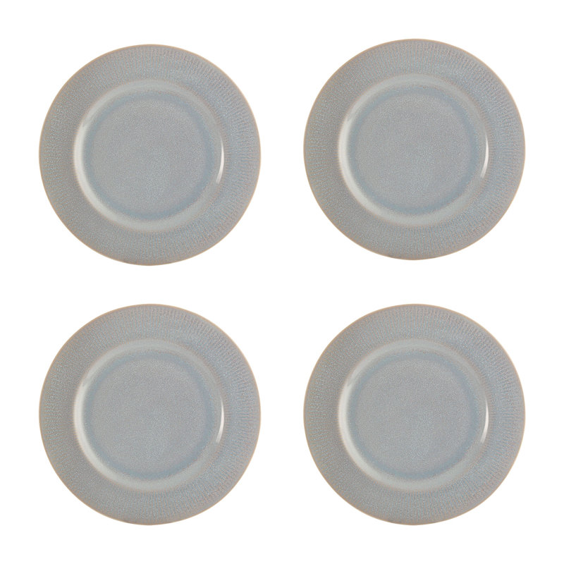Reactive Linear Set Of 4 Dinner Plates, Grey