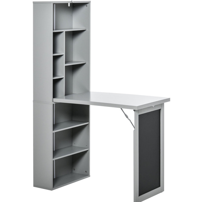 Bureau multi avec tableau noir et tablette latérale - armoire pliante grise multifonctionnelle pliable en couleur, Gris