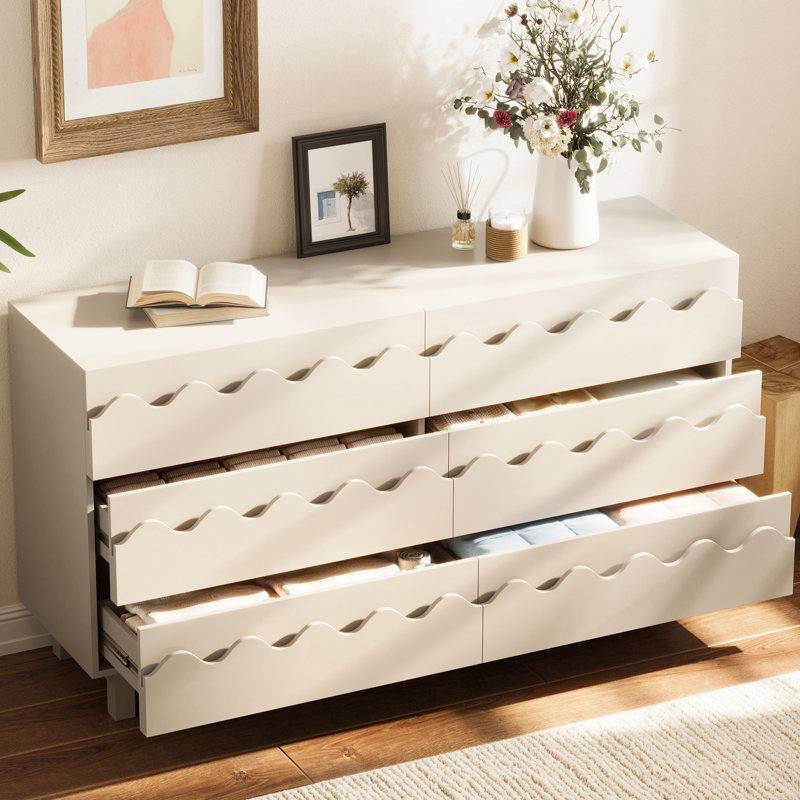 Commode double 6 tiroirs 60 po, Ivoire ivoire