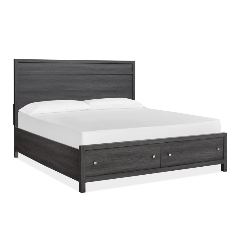Très grand lit avec rangement Wentworth, Très grand, Noir raisin