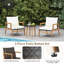Ensemble de 3 chaises de patio en osier et table d'appoint Corrigan Studio® avec plateau en verre trempé