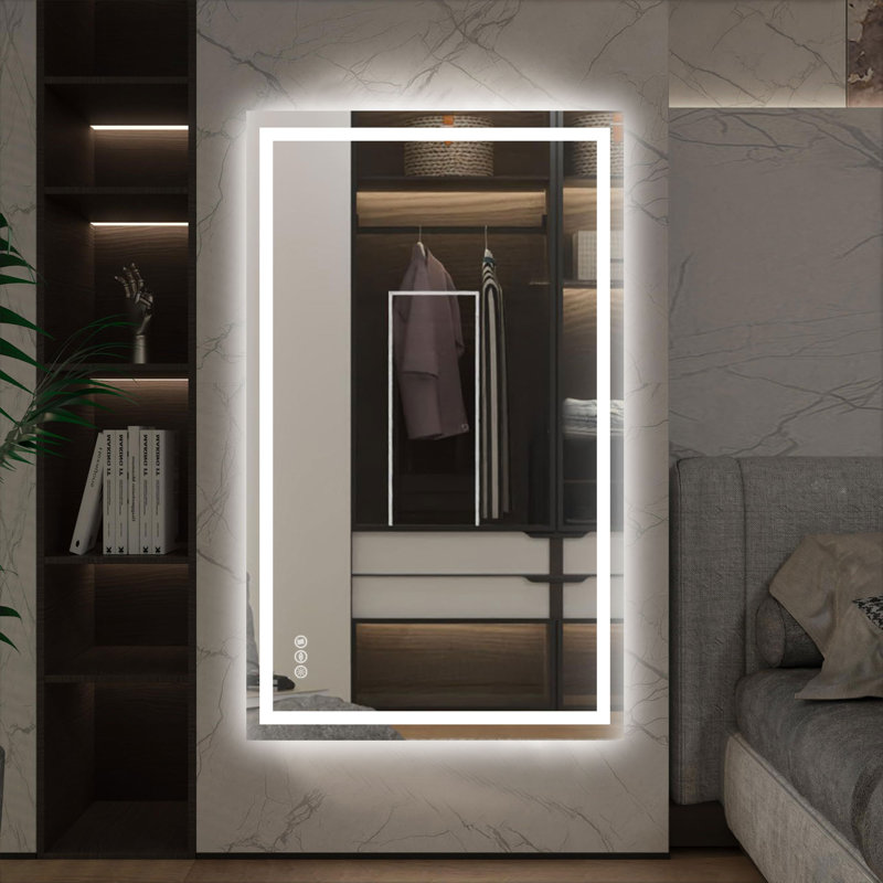 Super Bright Front & Back LED Lighted Bathroom Vanity Mirror Wall Mirror, Tempered Glass, 3 Colors Temperature & Dimmable & Anti-Fog, with UL, RoHS, ETL & 3-Year Warranty