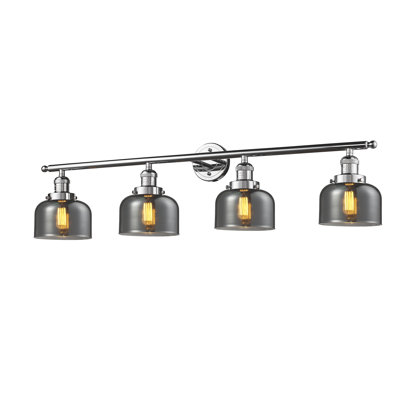 Bell - 4 Light 44" Bath Vanity Light - Incandescent Bulb - Polished Chrome Finish - Light Smoke Shade