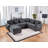 Trevi 115"W Chenille Sectional Sofa With Adjustable Backrest, Charging Ports, Pockets, Tufting, Storage Ottoman, Throw Pillows