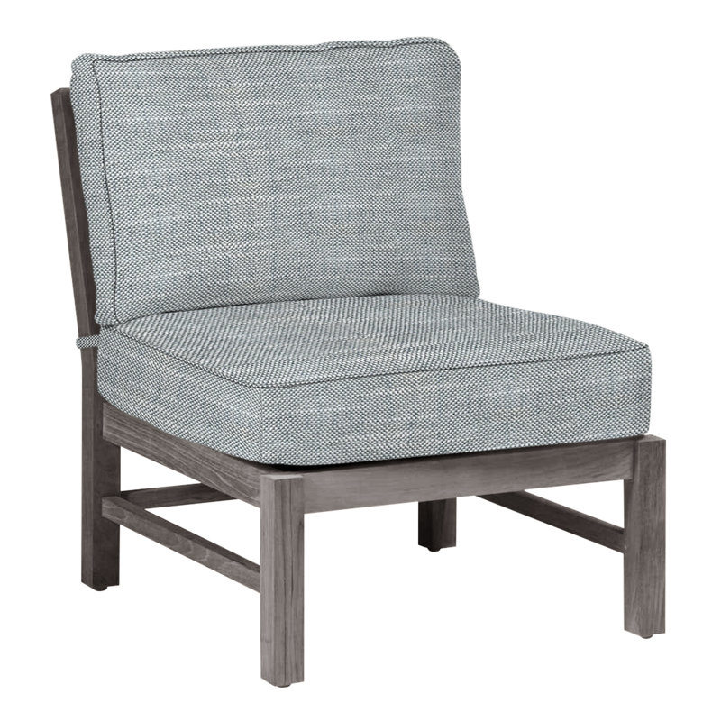 Club Teak Sectional Slipper Chair - Oyster, Oyster Teak, Welt, Natural White