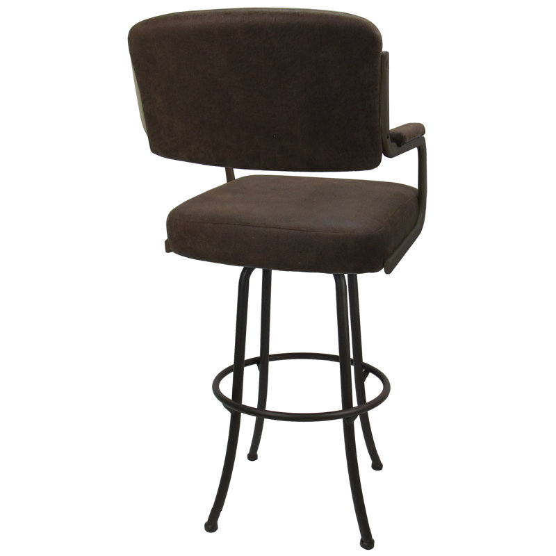 Tabouret de bar Joshua, Mélange de polyester brun / cadre beige, Très grand (siège d'une hauteur de 34 po), Brown