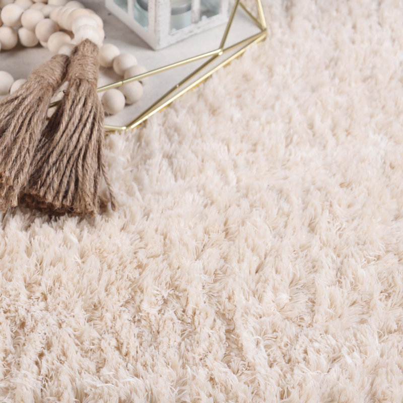 Helston California Shag Solid Polyester Non-Slip Indoor Area Rug With Foam Backing, Runner 2'7" x 8'
