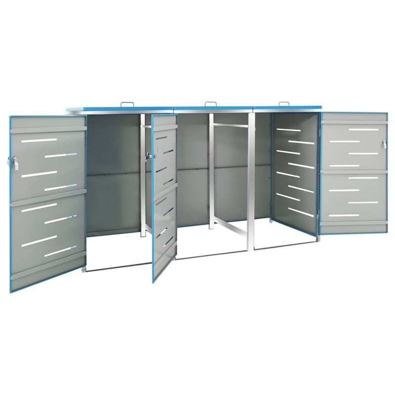 Metal Triple Bin Store, Blue