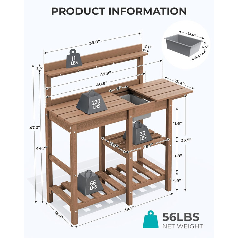 Banc d'extérieur avec lavabo amovible