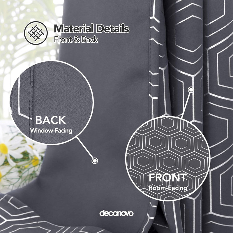 Polyester Blackout Eyelets Curtain Pair, Dark grey, 140cm wide x 290cm high