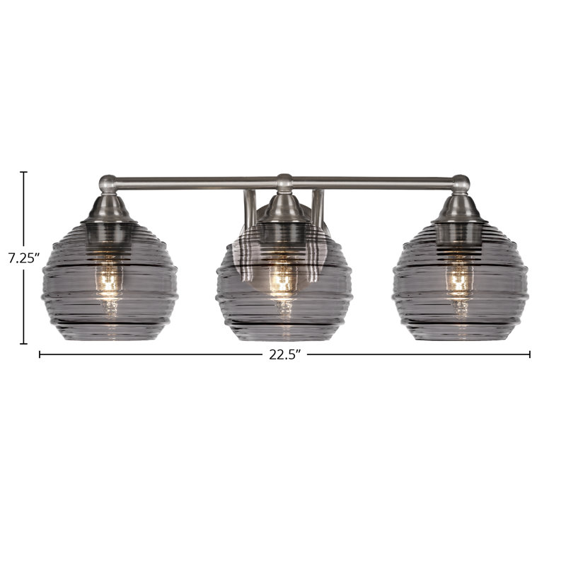 Michell 3-Light Bath Bar, Brushed Nickel, Smoke