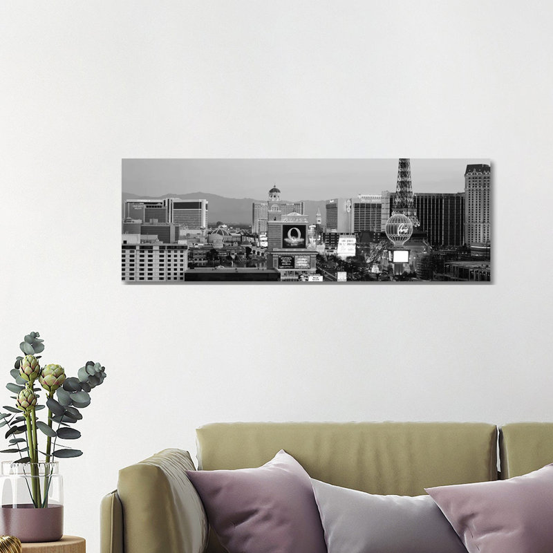 Las Vegas Skyline Cityscape 1 Piece Wrapped Canvas Panoramic Wall Art, 121.92 cm H x 40.64 cm W x 3.175 cm D