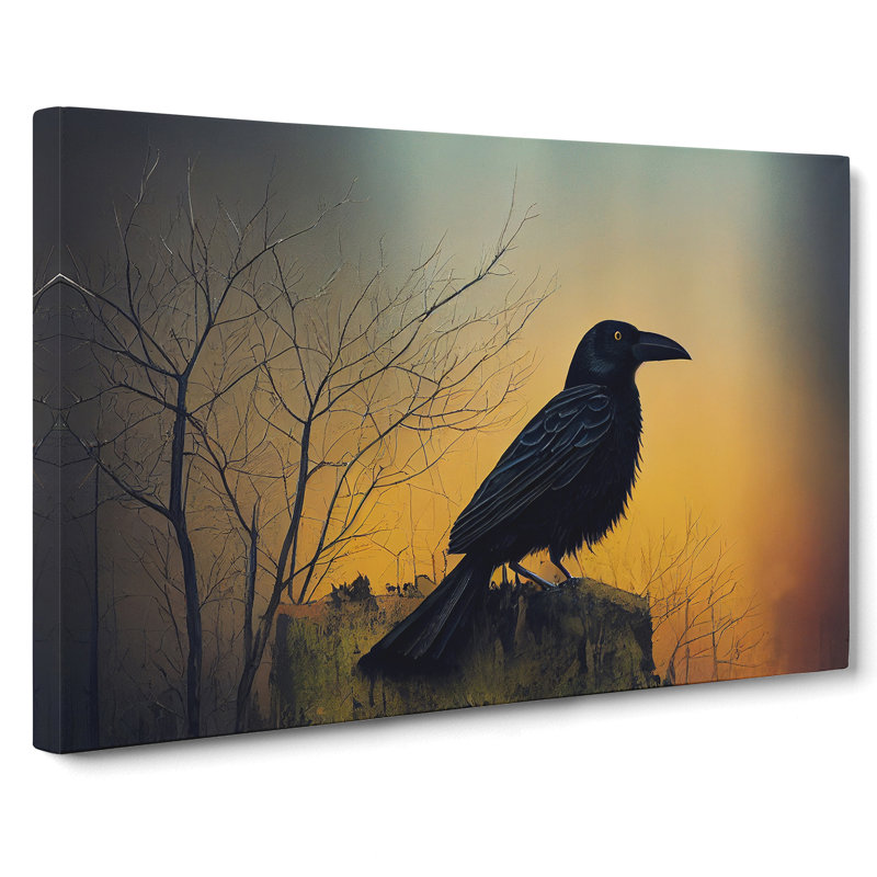An Artsy Crow Bird - Wrapped Canvas, 25cm H x 34cm W x 3cm D