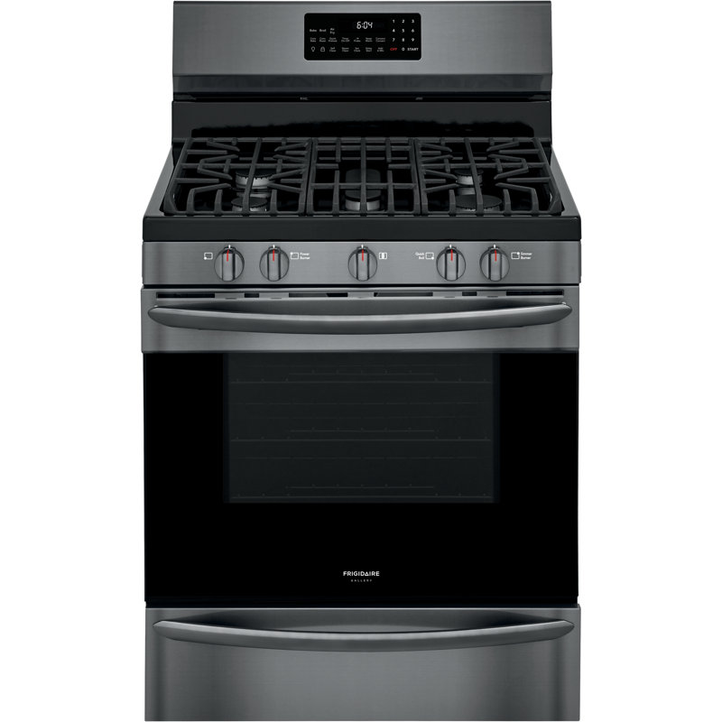 Cuisinière à gaz 30 po 5 pi cu avec four à convection, Noir métallique