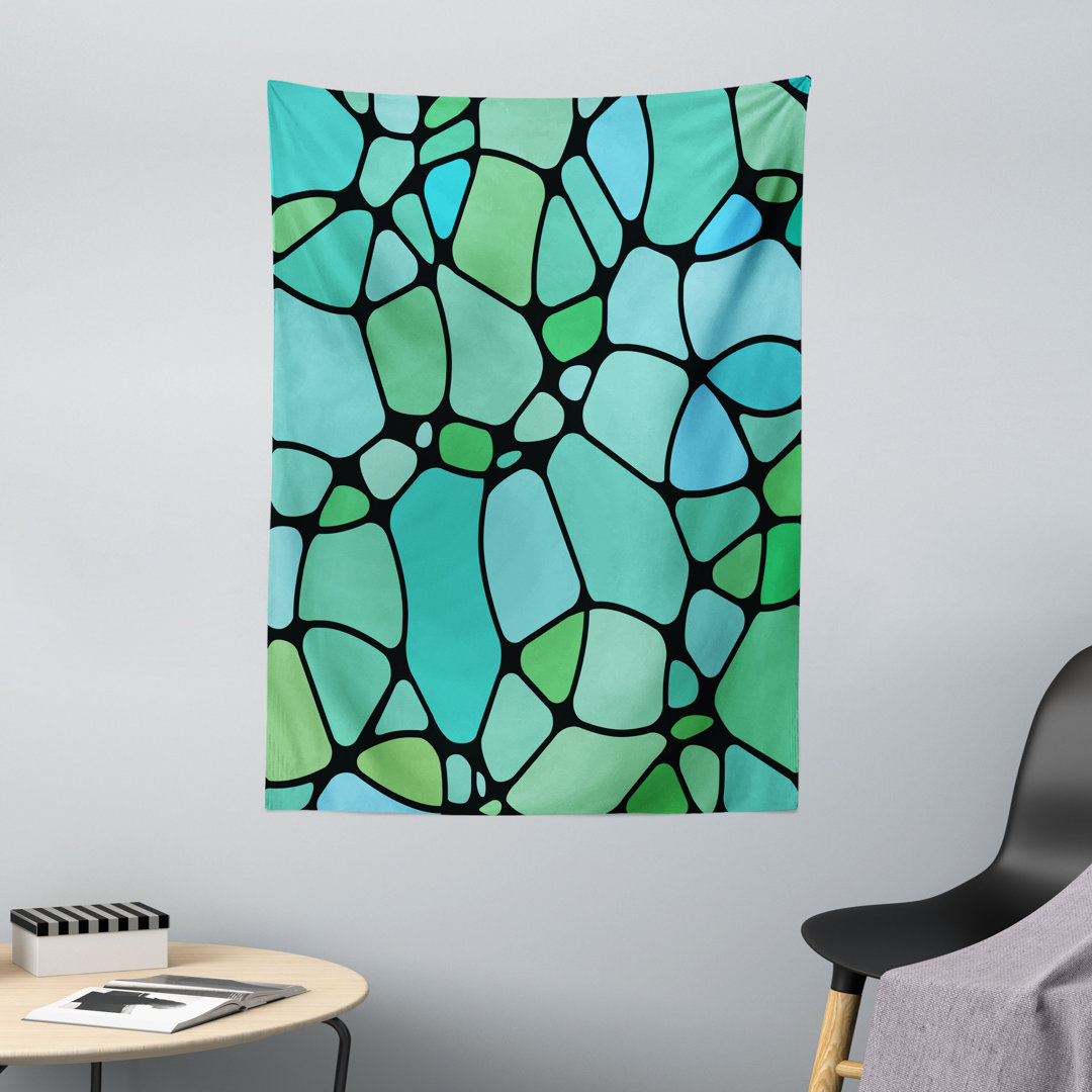 Wandteppich, Mosaic Abstract Composition, Seafoam, Lime Green Seafoam Blau