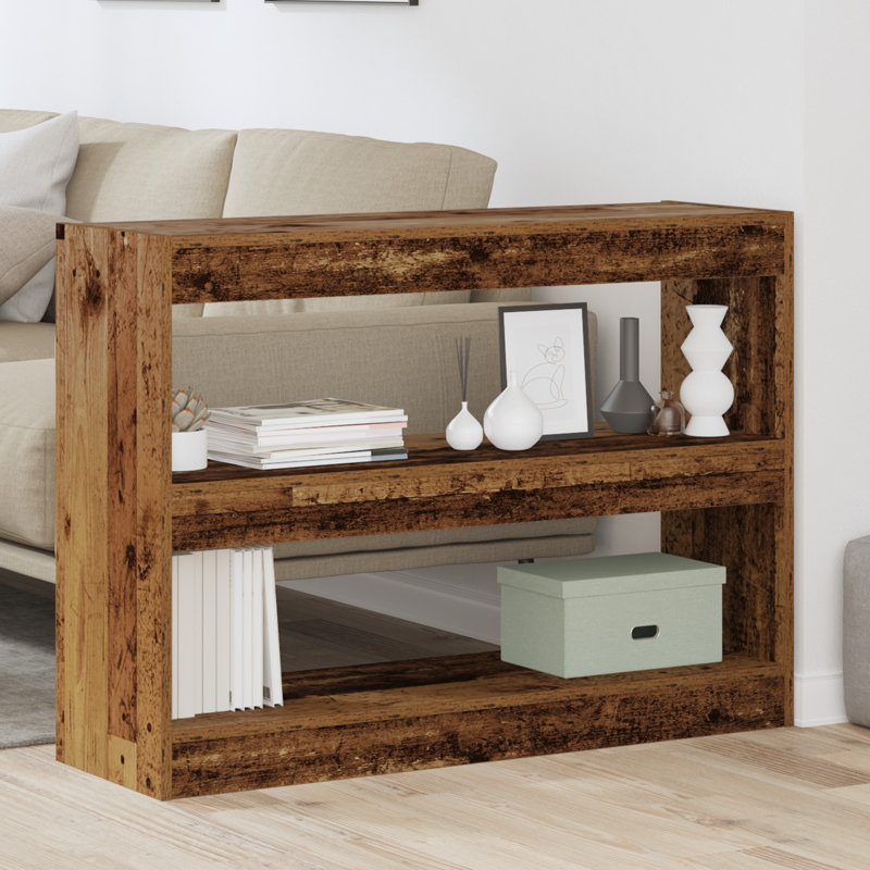 Book Cabinet Bookcase, Old Wood, (2 Shelves) 71.5cmH x 100cmW x 30cmD
