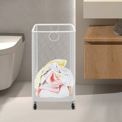 Metal Mesh Rolling Laundry Basket