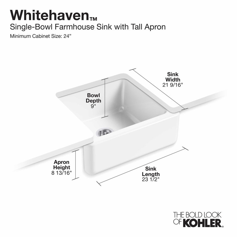 Whitehaven Self-Trimming 23.5"L x 21.5625"W Farmhouse Kitchen Sink, Mexican Sand