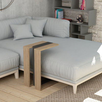 Table d'appoint moderne, chêne et anthracite, 11,8 po x 22,4 po x 15,7 po | 100% panneau de particules enduit de mélamine, épaisseur: 0,7 pouce | Design élégant et fonctionnel pour le salon ou la chambre à coucher, parfait pour les petits espaces et les décors contemporains