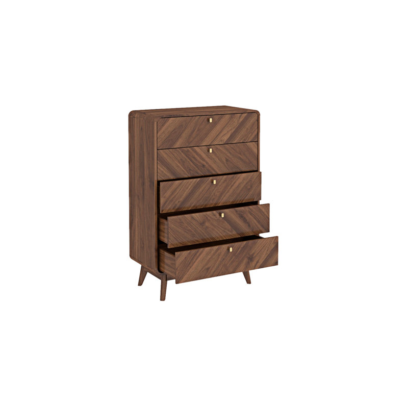 Kalmar 80cm W 5 - Drawer Chest of Drawers, Columbia Walnut