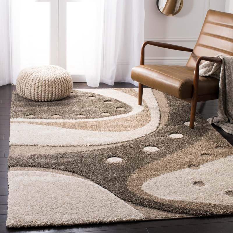 Tapis noir / ivoire Ashal, Brown, Rectangle 4 pi x 6 pi