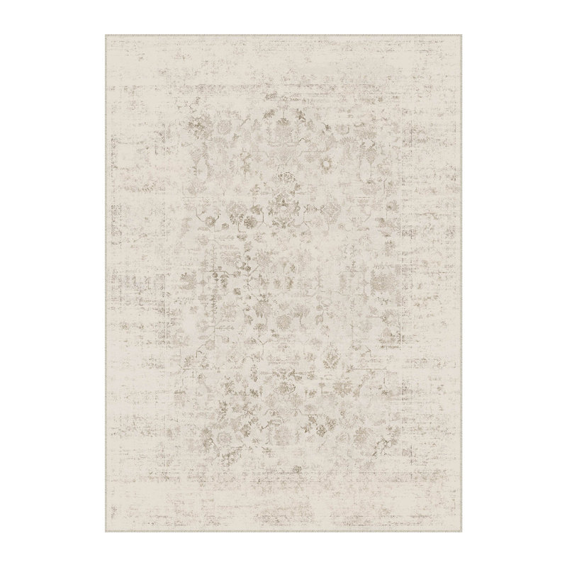 Tapis d'intérieur floral lavable à la machine avec envers antidérapant Suam, Rectangle 6 pi x 9 pi