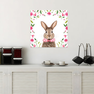 Art floral de lapin rose rose