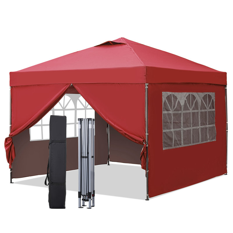 10ft x 10ft pop up canopy with sidewalls, Red