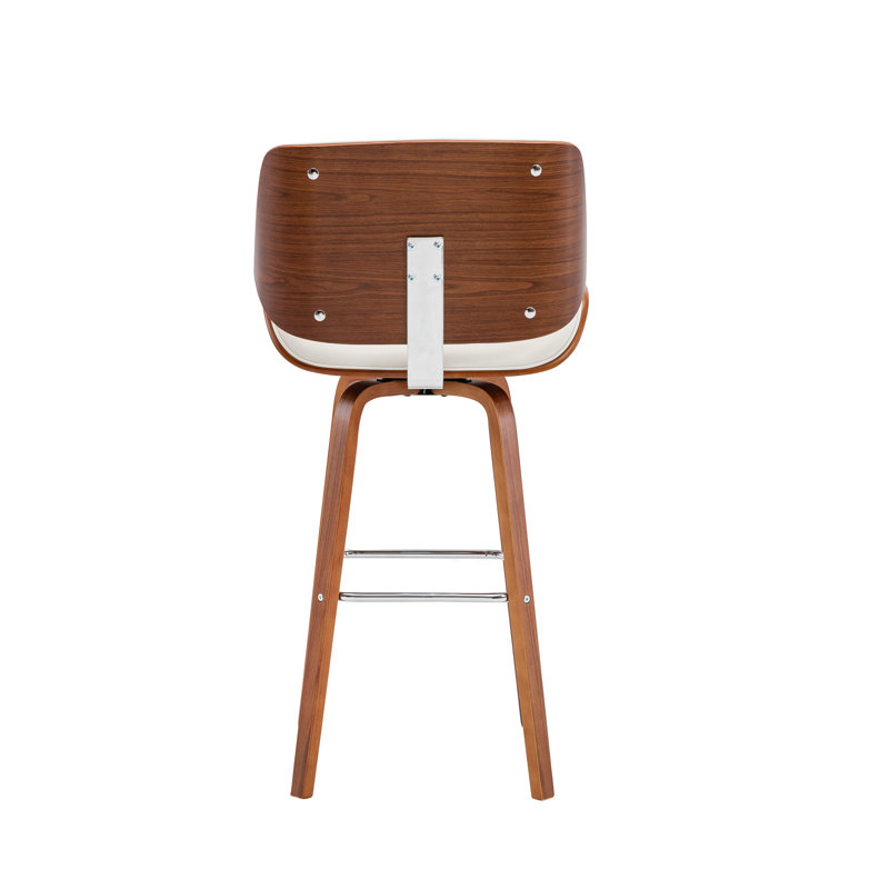 Derrion 76cm Swivel Faux Leather Bar Stool, White