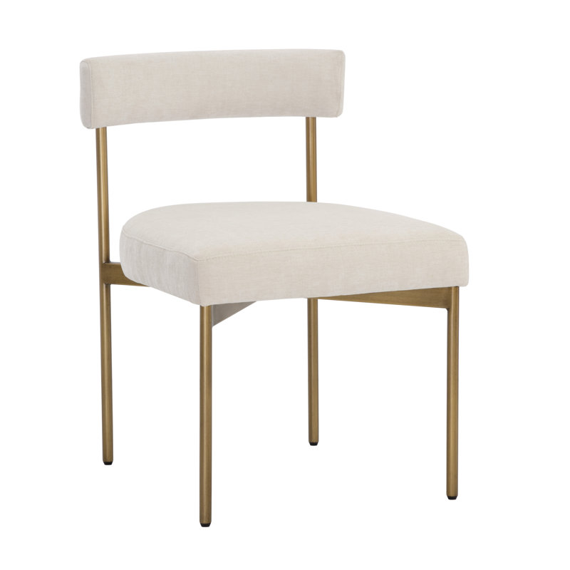 Chaise rembourrée H 19,75 po Freida, Crème, Doré