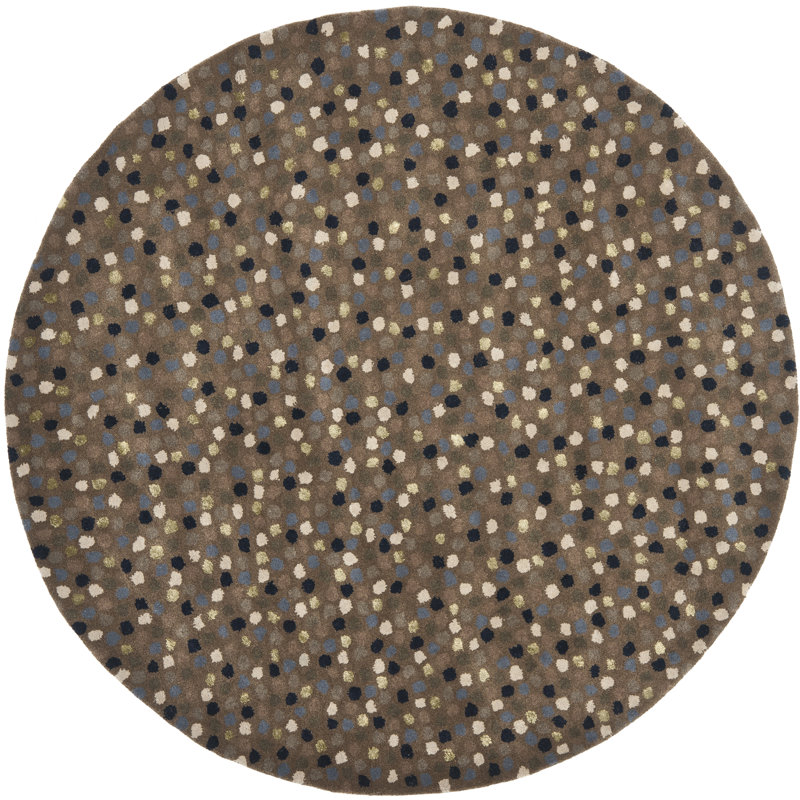 Kurland Soho Hand Tufted Wool/Viscose Abstract Rug in Brown, Round 6'