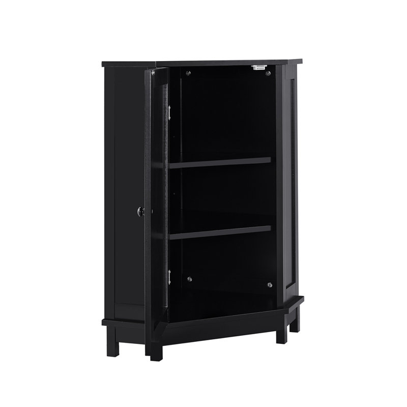 Modern Black Bathroom Cabinet With Triangle Corner Design And Adjustable Shelf For Efficient Storage Solutions, Black