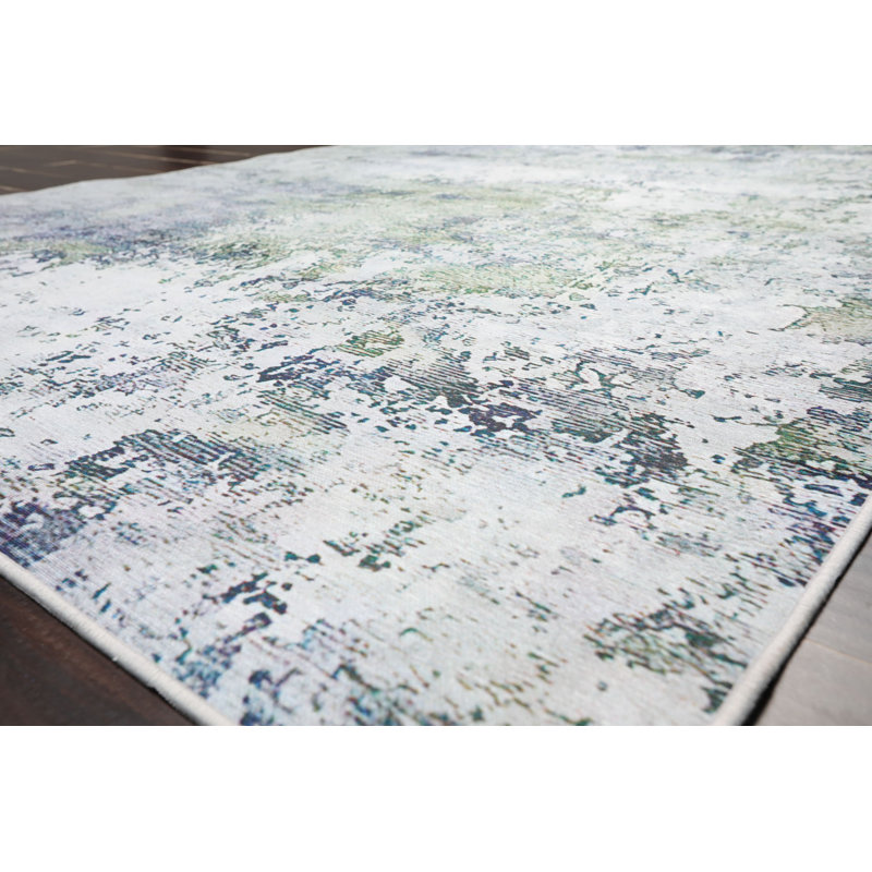 Bita Oriental Indoor Rug, White/Green, Rectangle 5' x 7'