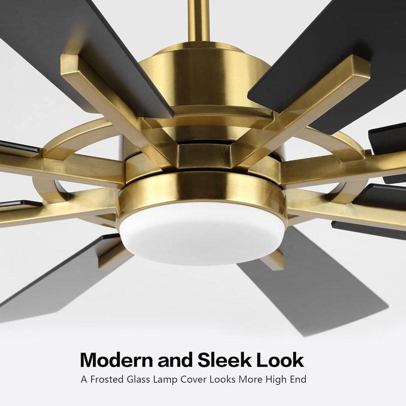 Deallen 72'' Ceiling Fan with LED Lights, Gold with Black Blades
