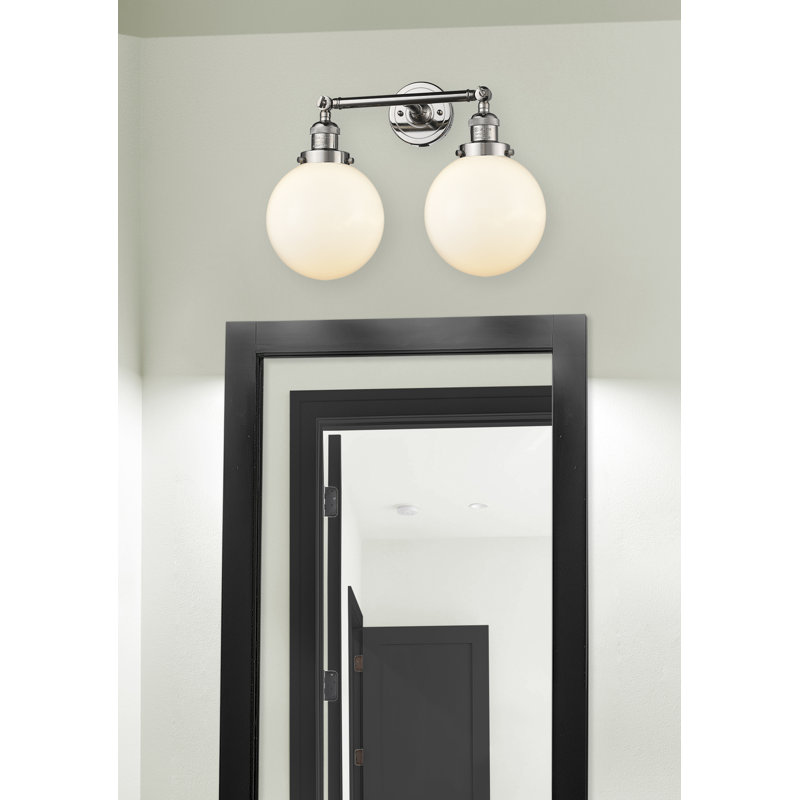 Éclairage de salle de bain à intensité variable 2 lumières Clementina, Ampoule incandescente rétro de 60 watts, Nickel poli