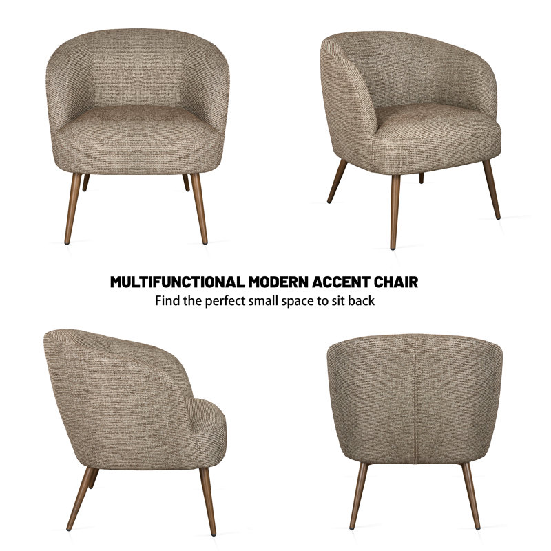 Mid-Century Modern Upholstered Tub Chair, Brown